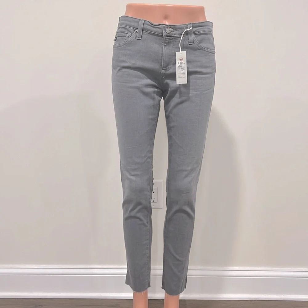 AG Adriano Goldschmied Light Gray The Legging Ankle Super Skinny Jeans Size 28